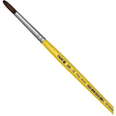 Pincel Escolar Redondo 266 N12 Pelo de Pônei Amarelo Tigre