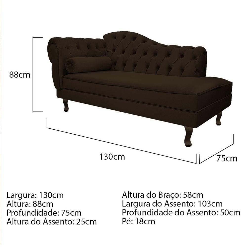 Kit Diva Recamier Diana 130Cm Lado Direito E 02 Poltronas Julia Corano - Doce Sonho Móveis Marrom - 2