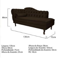 Kit Diva Recamier Diana 130Cm Lado Direito E 02 Poltronas Julia Corano - Doce Sonho Móveis Marrom - 2