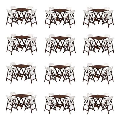 Kit 12 Mesas Dobráveis Elegance 4 Lugares MDF Imbuia 70x70 Mega Madeira
