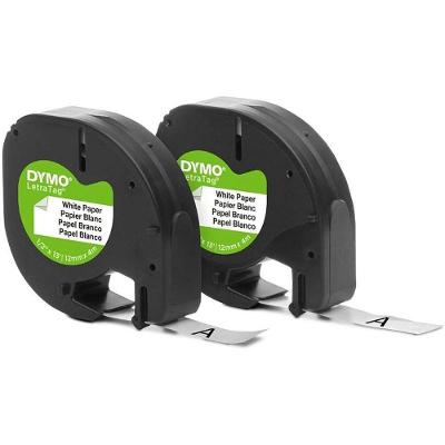 Fita para Rotulador Eletrônico Imex Letra Tag 12mm X 4m com 2 Preto e Branco