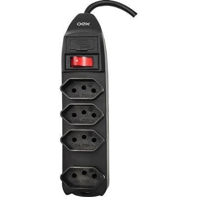 Filtro de Linha 4 Tomadas 1,5m 10A com Fusível Bivolt Preto Newex