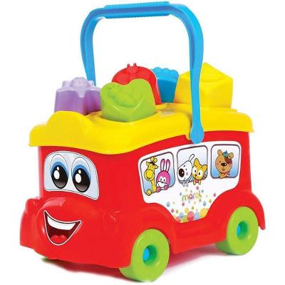 Brinquedo Educativo Baby Bus com Cubinhos 5 Cubos Amarelo Maral