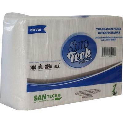 Papel Toalha 2 Dobras 1000 Folhas 100% Celulose Alta Absorção Branco Santeck