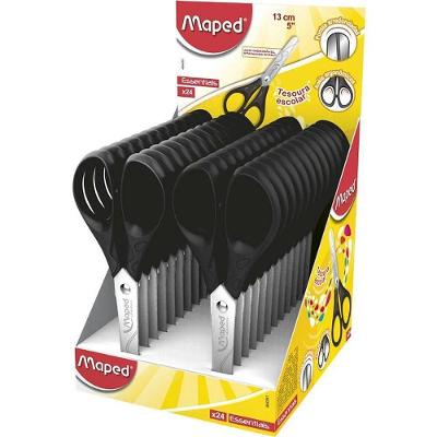 Tesoura Escolar Maped Essentials Preta 13cm Pacote com 24