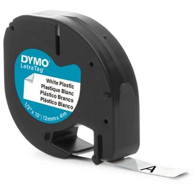 Fita para Rotulador Eletrônico Imex DYMO Letratag 12mm X 4m Preto