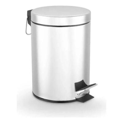 Lixeira Inox Redonda 3L Aço Inox com Pedal Cesto Interno Carisma