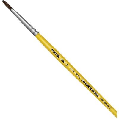 Pincel Escolar Redondo 266 No 04 Pelo de Pônei Amarelo Tigre