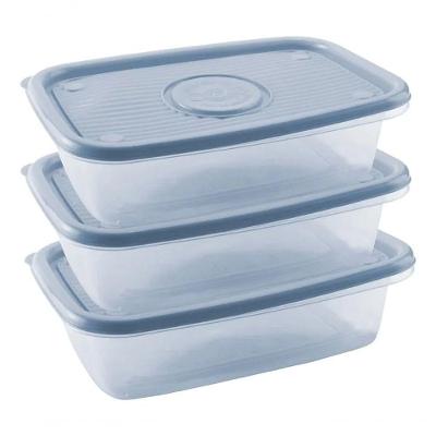 Kit 3 Potes Pop Retangular 520ML Plástico BPA Free Cozinha Azul Plasútil