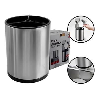 Porta Utensílios Giratório 360 graus  Aço Inox 3 Compartimentos Antiderrapante Carisma