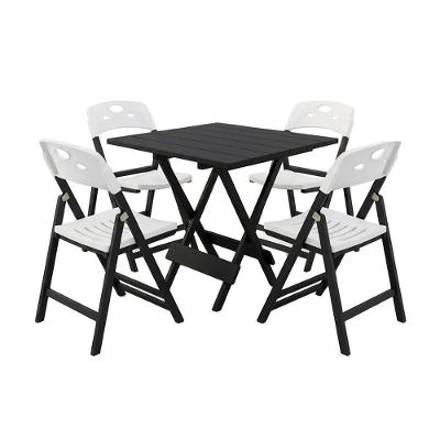 Kit Mesas Dobráveis Elegance 4 Lugares MDF 6 Ripas Branco 70x70 Mega Madeira