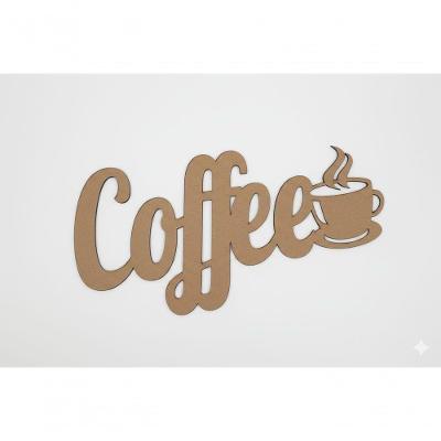 Placa Decorativa Coffee MDF Escultura de Parede Xícara Amadeirado