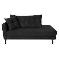 Kit Diva Recamier Azura 185Cm Lado Direito E 02 Poltronas Classic Suede - Doce Sonho Móveis Preto - 6