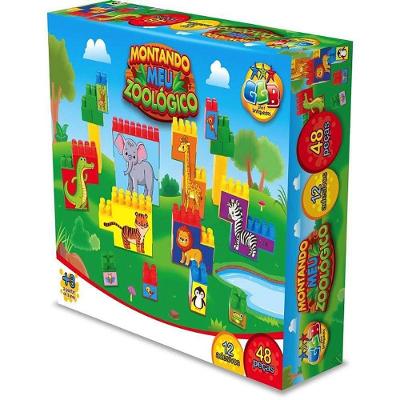 Brinquedo para Montar Montando Meu Zoológico 48 Peças GGB Plast