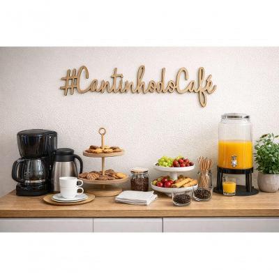 Letreiro Decorativo Cantinho do Café 15x40CM em MDF Amadeirado