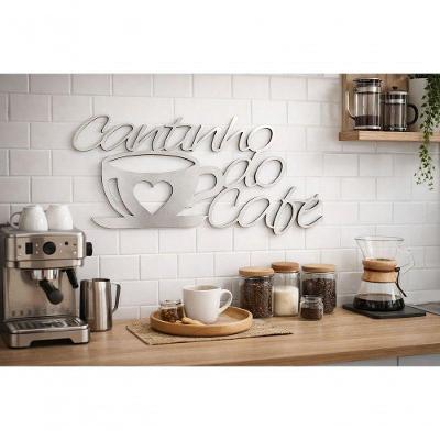 Letreiro Decorativo Cantinho do Café M004 em MDF Corte a Laser Branco