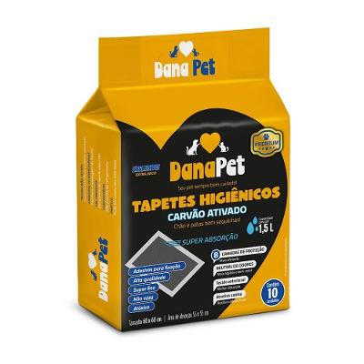 Tapete Higiênico Dana Pet Premium Carvão Ativado 60x60CM 10 Unidades