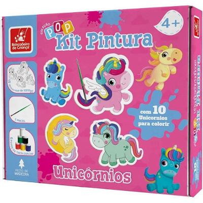 Kit de Pintura Infantil Unicórnios com 10 Telas de MDF e Pincel Pop
