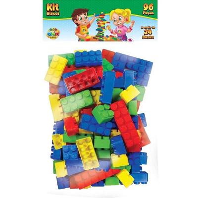Brinquedo para Montar Blocos 96 Peças Kit Super Colorido GGB Plast