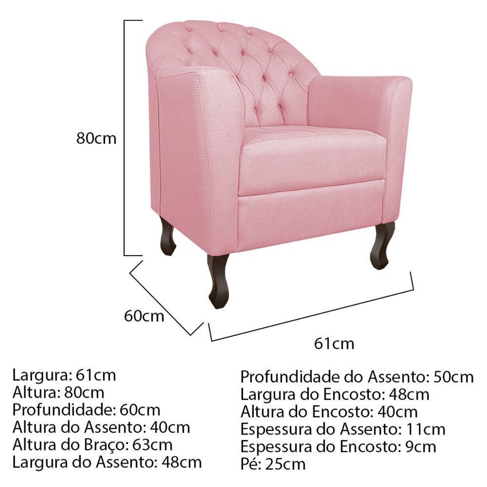Kit Diva Recamier Diana 130Cm Lado Direito E 02 Poltronas Julia Suede - Doce Sonho Móveis Rosa Bebê - 2