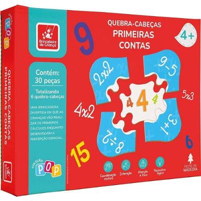 Quebra-Cabeça Madeira Primeiras Contas 30 Peças Educativo Colorido