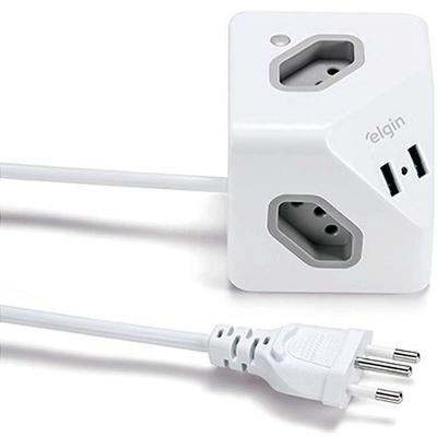 Extensão Elétrica Tripolar Cubo 2P+T 10A com 2 USB Elgin