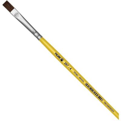 Pincel Escolar Chato 267 N04 Cerdas de Pelo de Pônei Amarelo Tigre