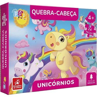 Quebra-Cabeça de Madeira Unicórnios 24 Peças Coordenação Motora