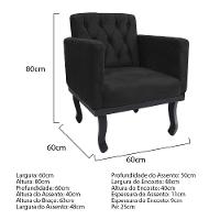 Kit Diva Recamier Azura 185Cm Lado Esquerdo E 02 Poltronas Classic Suede - Doce Sonho Móveis Preto - 3