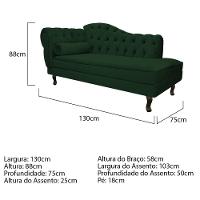 Kit Diva Recamier Diana 130Cm Lado Direito E 01 Poltrona Classic Suede - Doce Sonho Móveis Verde - 6