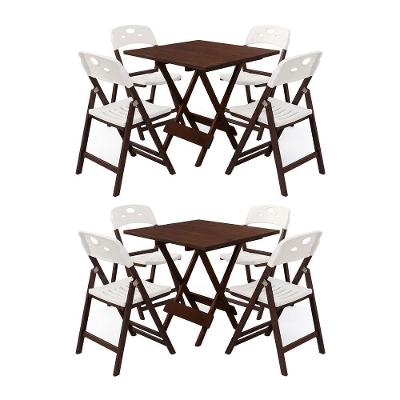 Kit 2 Mesas Dobráveis Elegance 4 Lugares MDF Imbuia 70x70CM Mega Madeira
