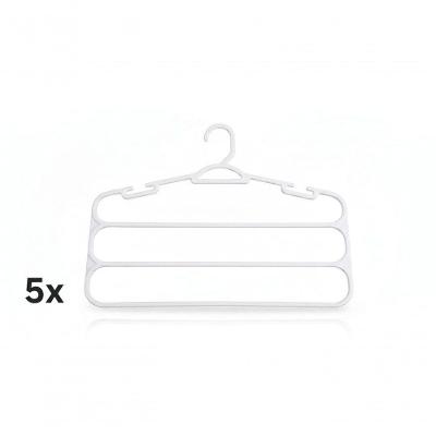 Kit 5 Cabides para Calças 3 Divisórias Reforçadas Gancho Giratório Branco