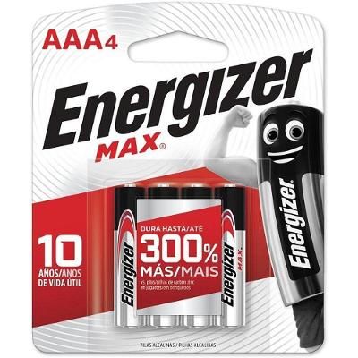 Pilha Alcalina AAA Energizer Max Power Seal Longa Duração 4 Unidades