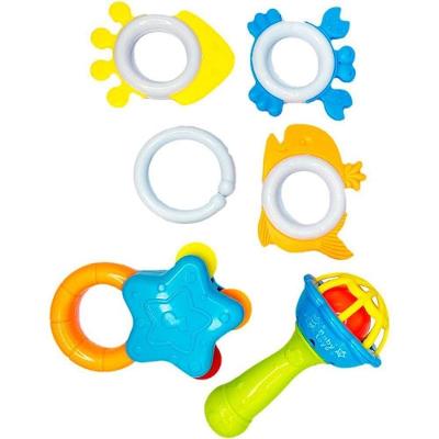 Kit Mordedores e Chocalhos Macios 7 Peças Estímulo Sensorial Toy Mix