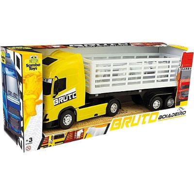 Caminhão Truck Bruto Boiadeiro Carroceria Articulada Animais Branco Samba Toys
