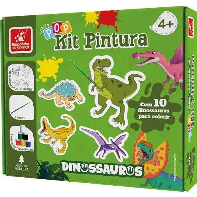 Kit de Pintura Infantil Dinossauros 10 Telas MDF com Guache Pop