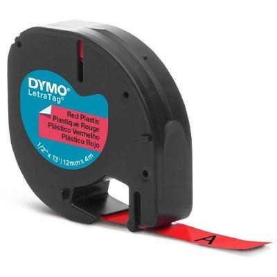 Fita Rotulador Eletrônico Imex 12mm X 4mts Poliéster Preto e Vermelho