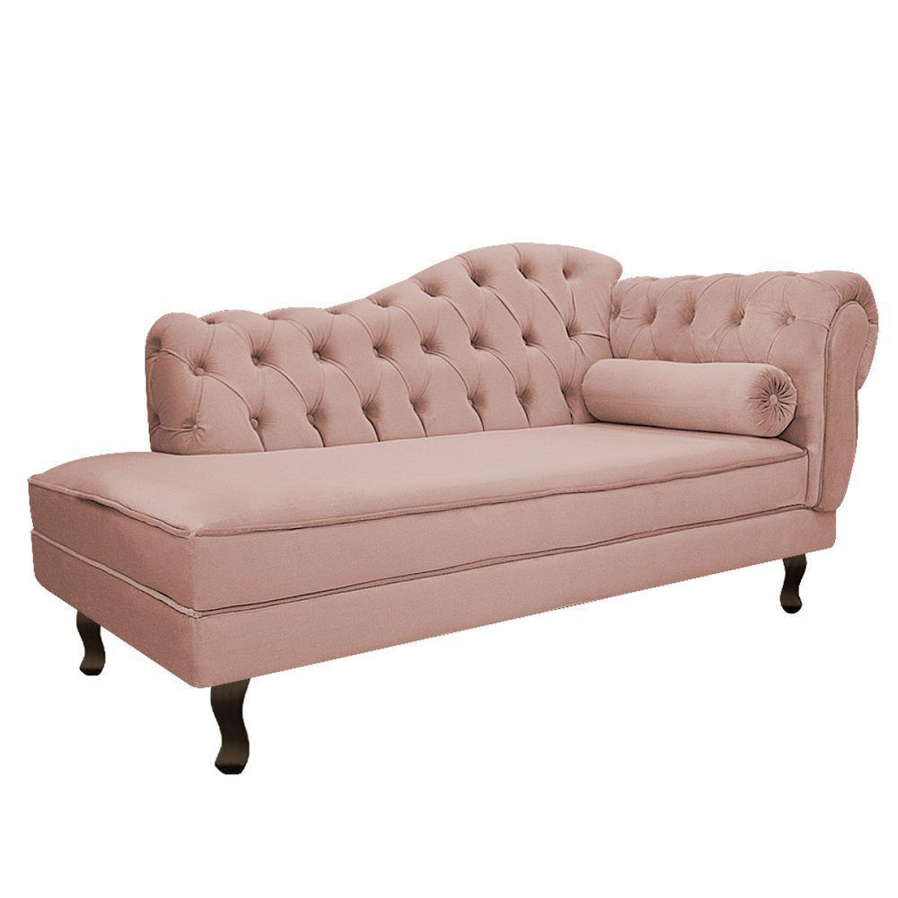 Kit Diva Recamier Diana 130Cm Lado Esquerdo E 02 Poltronas Julia Suede - Doce Sonho Móveis Rosê - 5