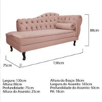 Kit Diva Recamier Diana 130Cm Lado Esquerdo E 02 Poltronas Julia Suede - Doce Sonho Móveis Rosê - 2