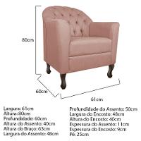 Kit Diva Recamier Diana 130Cm Lado Esquerdo E 02 Poltronas Julia Suede - Doce Sonho Móveis Rosê - 3