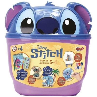 Kit de Atividades Balde 5 em 1 Stitch com Pintura e Desenho Toyng