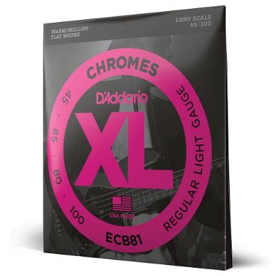 Encordoamento Contrabaixo ECB81 XL Chromes Flatwound 45-100 D'Addario