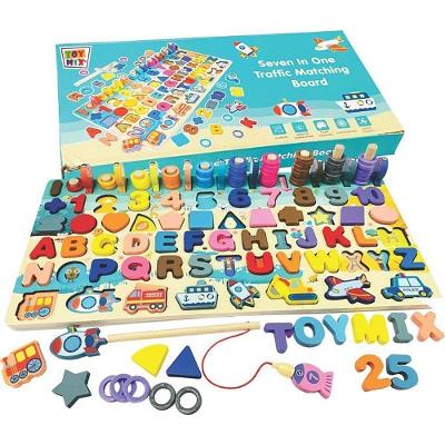 Brinquedo Pedagógico Montessori 7x1 135 Peças Varinha Magnética MDF Toy Mix