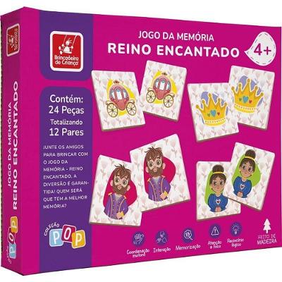 Jogo da Memória em Madeira Reino Encantado 24 Peças 12 Pares