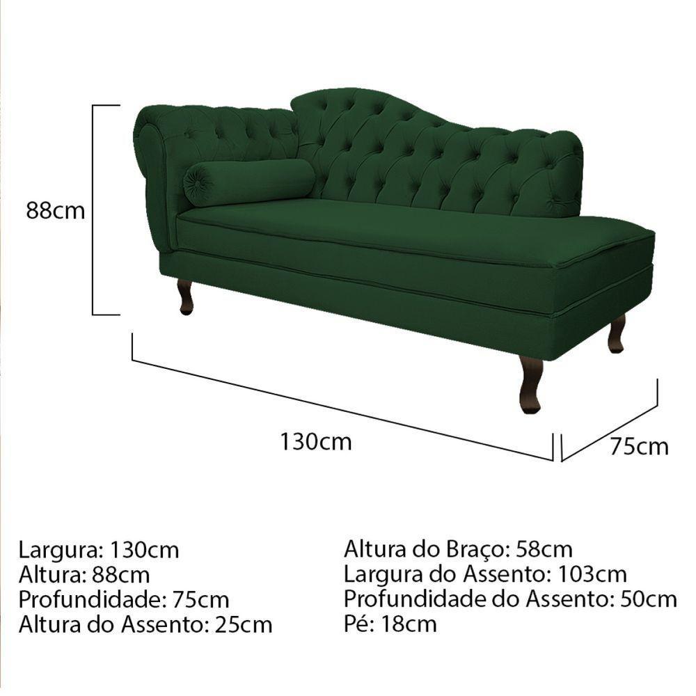 Kit Diva Recamier Diana 130Cm Lado Direito E 02 Poltronas Julia Suede - Doce Sonho Móveis Verde - 3