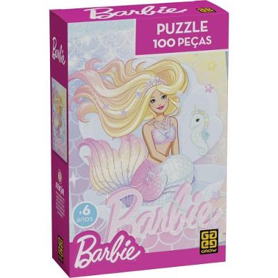 Quebra-Cabeça Barbie Brilhante 100 Peças Sereia com Brilhos Grow