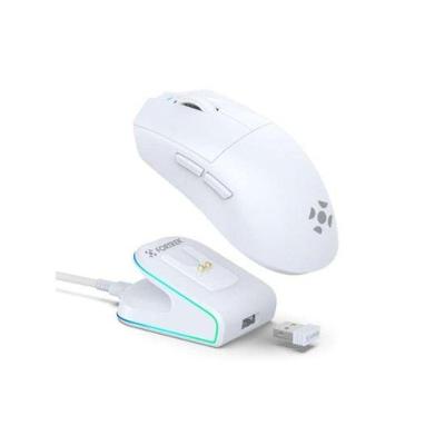 Mouse sem Fio Fortrek Loyal com Base de Carregamento Magnetico RGB Tri Mode Branco