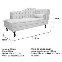 Kit Diva Recamier Diana 130Cm Lado Esquerdo E 02 Poltronas Julia Suede - Doce Sonho Móveis Branco - 3