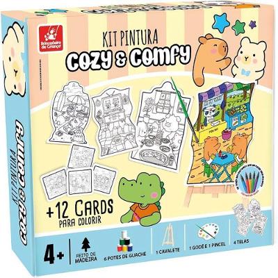 Kit de Pintura Infantil Comfy e Cozy com Telas Tintas e Cavalete Always Cozy