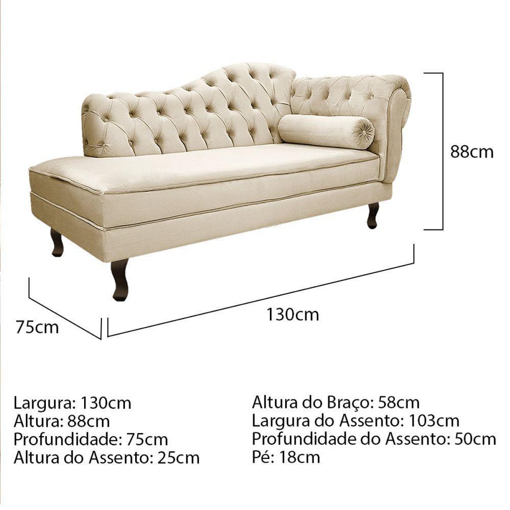 Kit Diva Recamier Diana 130Cm Lado Esquerdo E 02 Poltronas Julia Corano - Doce Sonho Móveis Bege - 3